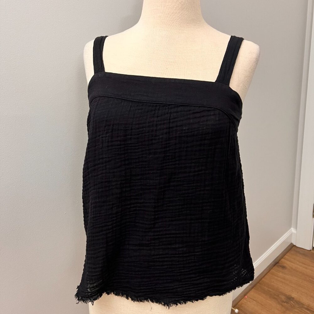 Michael Stars Tamara Crinkle Gazue Tank Top Black Sz XS - Picture 2 of 12